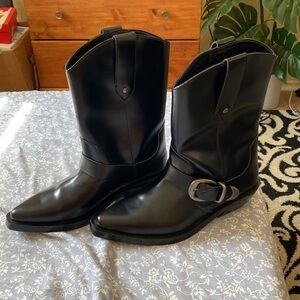 H&M Black Cowboy Boots - Size 9/40